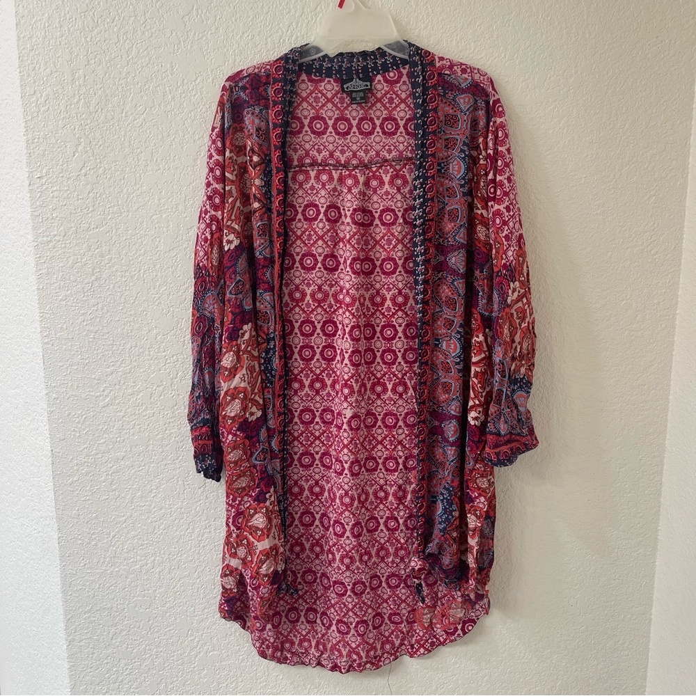 Angie Pink and Blue Patterned Cardigan